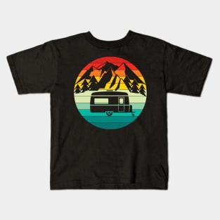 Vintage Sunrise Sunset - Mountain Hiking Camping Trailer Kids T-Shirt